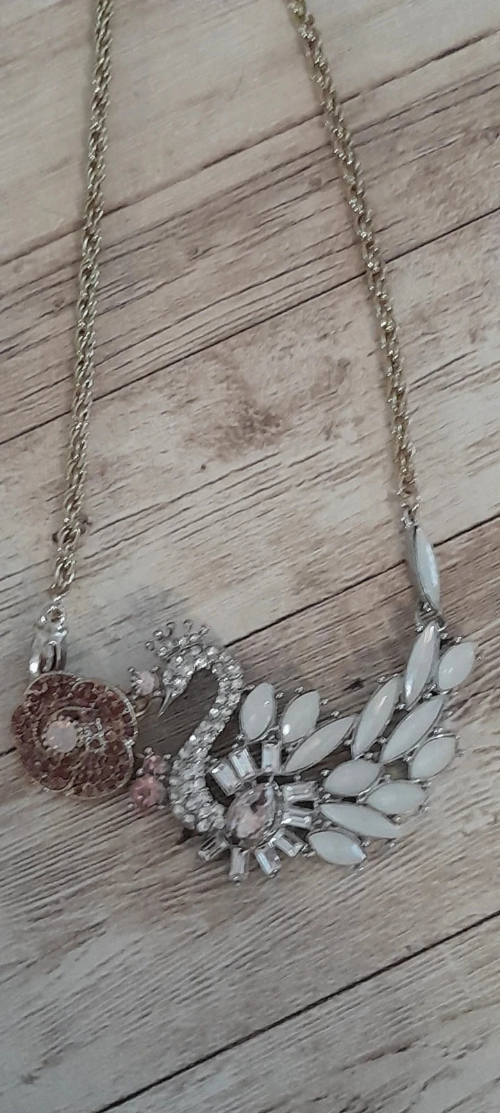 Colar vintage deslumbrante, cisne com pedras genuínas e cristais – photo 2